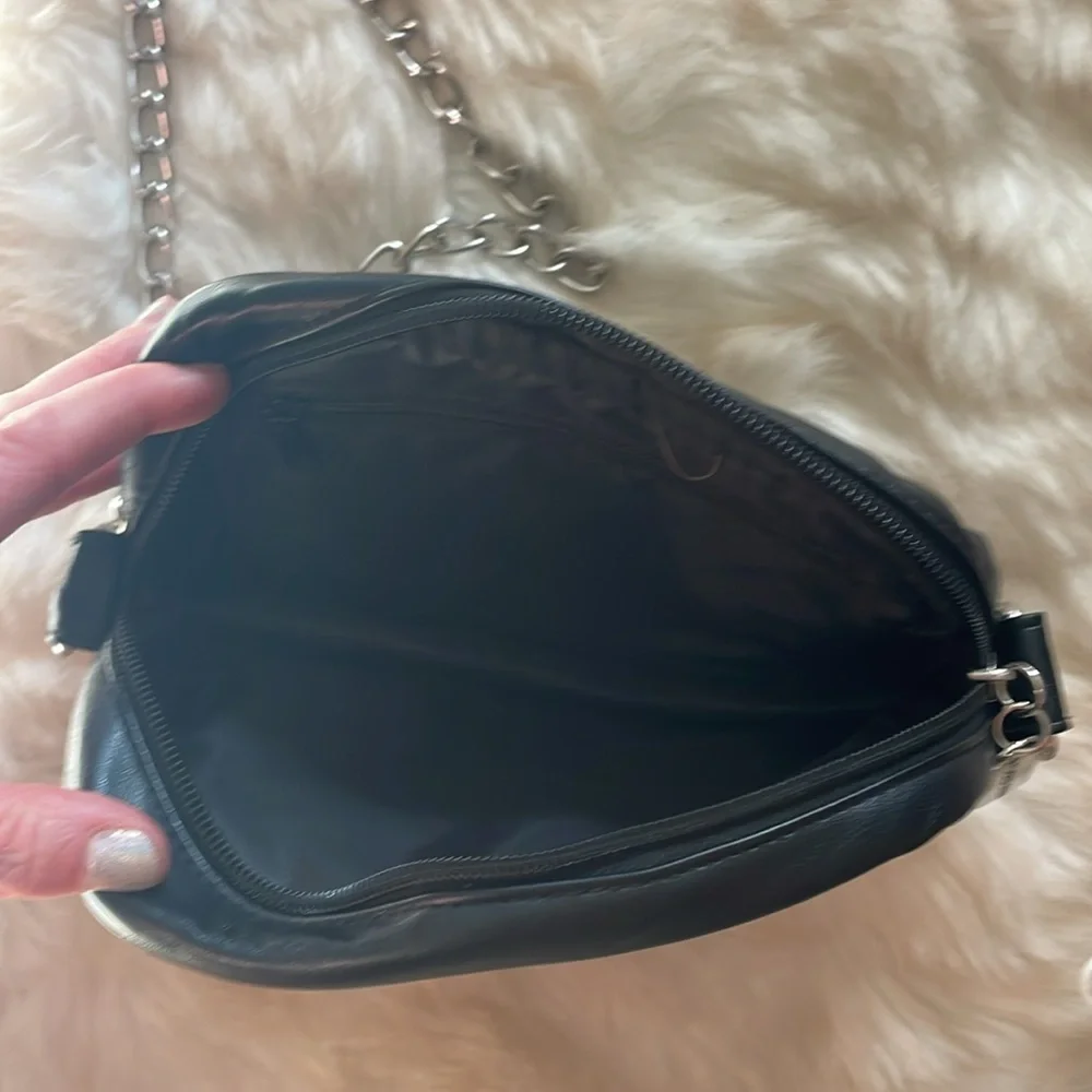 Studio Gear Quilted Chain Strap Purse, black crossbody bag silver - Picture 4 of 5